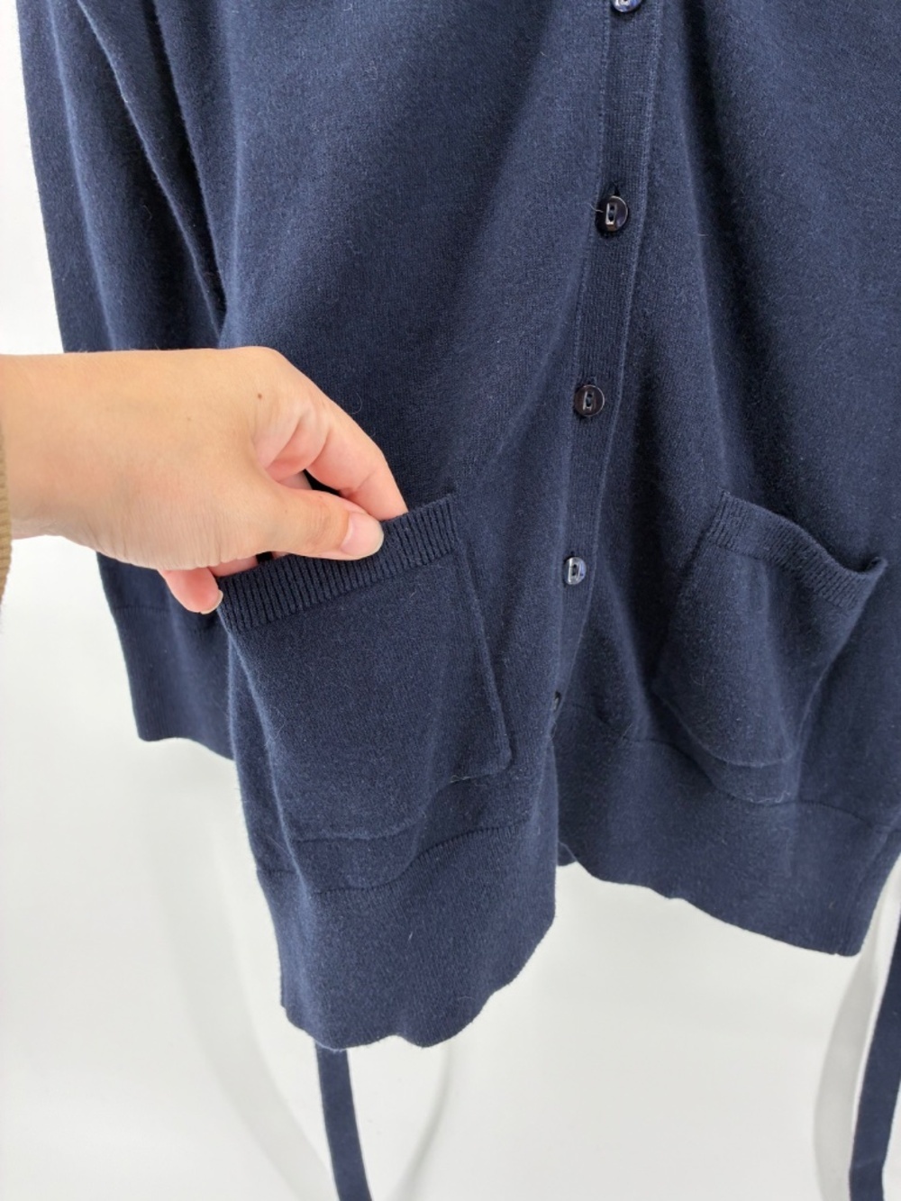 Tommy Hilfiger 4% Cashmere Blend Button Up Cardigan Waist Tie - Picture 4 of 10
